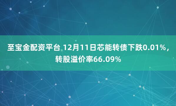 至宝金配资平台 12月11日芯能转债下跌0.01%，转股溢价率66.09%